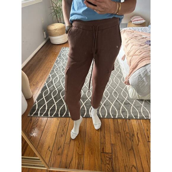 MONROW Waffle cargo joggers Burnt Caramel Small NWT - Picture 5 of 7